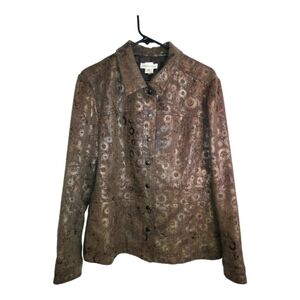 Coldwater CREEK lined brown  blazer jacket sz 16